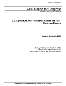 CRS Report for Congress U.S. Agriculture After Hurricanes Katrina and Rita:
