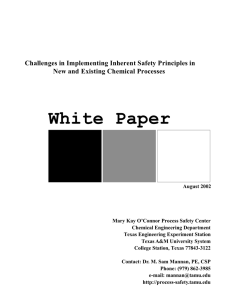 White Paper Challenges in Implementing Inherent Safety Principles in