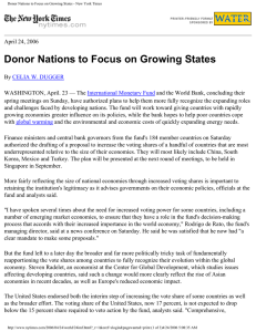 Donor Nations to Focus on Growing States