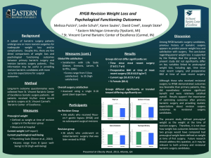RYGB Revision Weight Loss and Psychological Functioning Outcomes