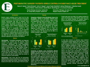 POST-BARIATRIC SURGERY PATIENTS VERSUS CONTROLS IN SUBSTANCE ABUSE TREATMENT