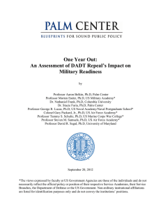 One Year Out: An Assessment of DADT Repeal’s Impact on Military Readiness