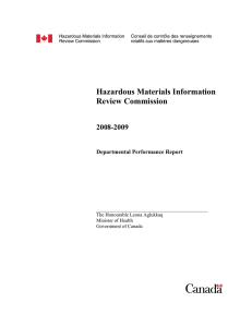 Hazardous Materials Information Review Commission  2008-2009