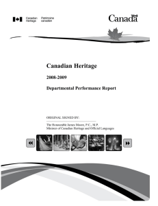 Canadian Heritage  2008­2009  Departmental Performance Report