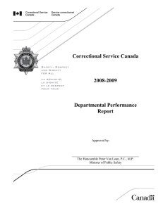 Correctional Service Canada 2008-2009 Departmental Performance