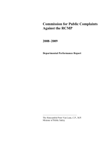 Commission for Public Complaints Against the RCMP 2008–2009