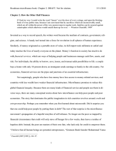 Roodman microfinance book. Chapter 2. DRAFT. Not for citation. 5/11/2010