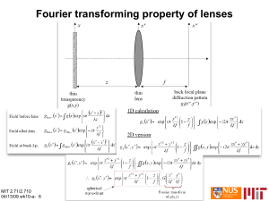 Fourier transforming property of lenses MIT 2.71/2.710 04/13/09 wk10-a- 6