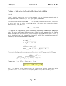 Problem 1.  Refracting Surface (Modified from Pedrotti 2-2)