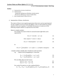 Lecture Notes on Wave Optics Outline: