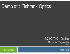 Demo #1: Fishtank Optics   2.71/2.710 ­ Optics Matt Klug