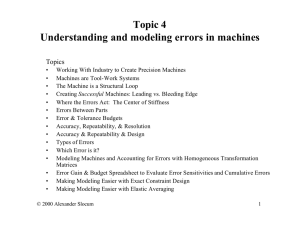 Topic 4 Understanding and modeling errors in machines Topics