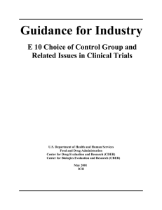 Guidance for Industry E 10 Choice of Control Group and