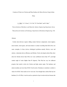 Creation of Ultra-Low Friction and Wear Surfaces for Micro-Devices Using... Films J. J. Rha , S. C. Kwon