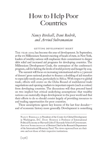 How to Help Poor Countries Nancy Birdsall, Dani Rodrik, and Arvind Subramanian