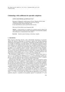 Cohomology with coefficients for operadic coalgebras ANITA MAJUMDAR and DONALD YAU