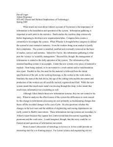 David Unger Aitken Response STS.462 (Social and Political Implications of Technology) Spring 2005
