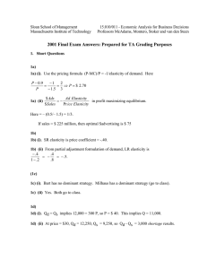 Sloan School of Management 15.010/011 - Economic Analysis for Business Decisions