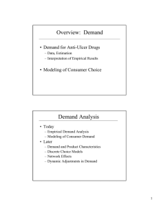 Overview:  Demand Demand Analysis • Demand for Anti-Ulcer Drugs