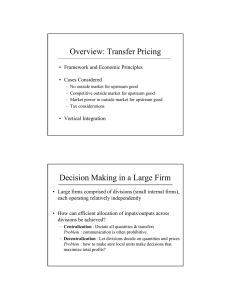 Overview: Transfer Pricing •	 Framework and Economic Principles •	 Cases Considered