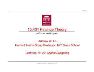 15.401 Finance Theory Andrew W. Lo Lectures 18