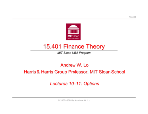 15.401 Finance Theory Andrew W. Lo Lectures 10