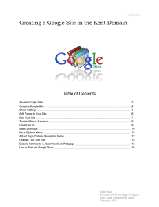 Creating a Google Site in the Kent Domain  Table of Contents