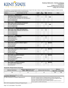 Roadmap: Mathematics - Bachelor of Science AS-BS-MATH College of Arts and Sciences