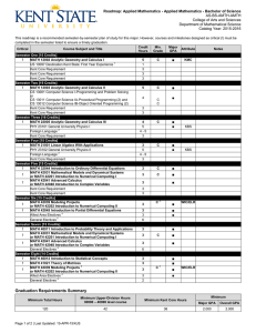 Roadmap: Applied Mathematics - Applied Mathematics - Bachelor of Science AS-BS-AMTH-AMTH