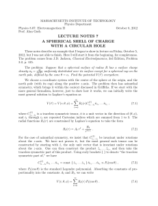 MASSACHUSETTS INSTITUTE OF TECHNOLOGY Physics Department Physics 8.07: Electromagnetism II October 8, 2012