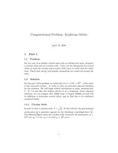 Computational Problem:  Keplerian Orbits 1  Part  1