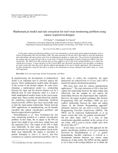 Mathematical model and rule extraction for tool wear monitoring problem... nature inspired techniques