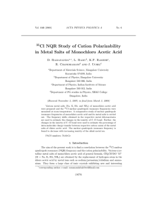 Cl NQR Study of Cation Polarizability 35 D. Ramananda