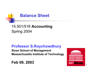 Balance Sheet Accounting Spring 2004 Feb 09, 2003