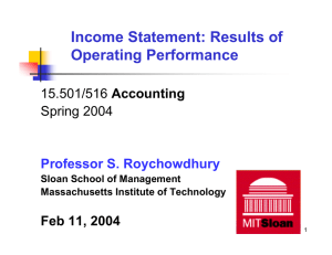 Income Statement: Results of Operating Performance Accounting Spring 2004