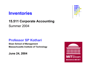 Inventories 15.511 Corporate Accounting Summer 2004 Professor SP Kothari