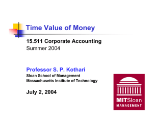 Time Value of Money 15.511 Corporate Accounting July 2, 2004 Summer 2004
