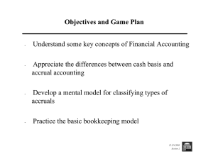 Objectives and Game Plan Understand some key concepts of Financial Accounting
