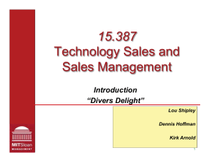15.387 Technology Sales and Sales Management Introduction