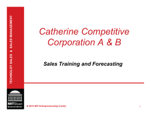 Catherine Competitive Corporation A &amp; B  Sales Training and Forecasting