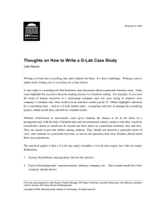 Thoughts on How to Write a G-Lab Case Study