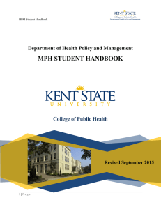 MPH STUDENT HANDBOOK Department of Health Policy and Management