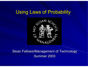 Using Laws of Probability Sloan Fellows/Management of Technology Summer 2003