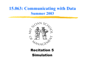 15.063: Communicating with Data Summer 2003 Recitation 5 Simulation