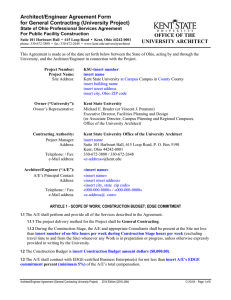 Architect/Engineer Agreement Form for General Contracting (University Project) OFFICE OF THE UNIVERSITY ARCHITECT