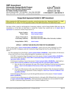 GMP Amendment University Design-Build Project  Design-Build Agreement Exhibit G: GMP Amendment