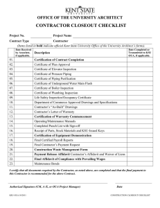 CONTRACTOR CLOSEOUT CHECKLIST OFFICE OF