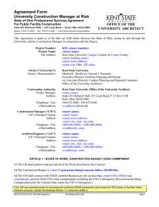 Agreement Form University Construction Manager at Risk OFFICE OF THE UNIVERSITY ARCHITECT