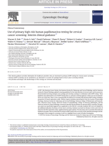 Use of primary high-risk human papillomavirus testing for cervical ce ☆ ⁎