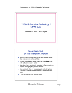 15.564 Information Technology I Spring 2003 World -